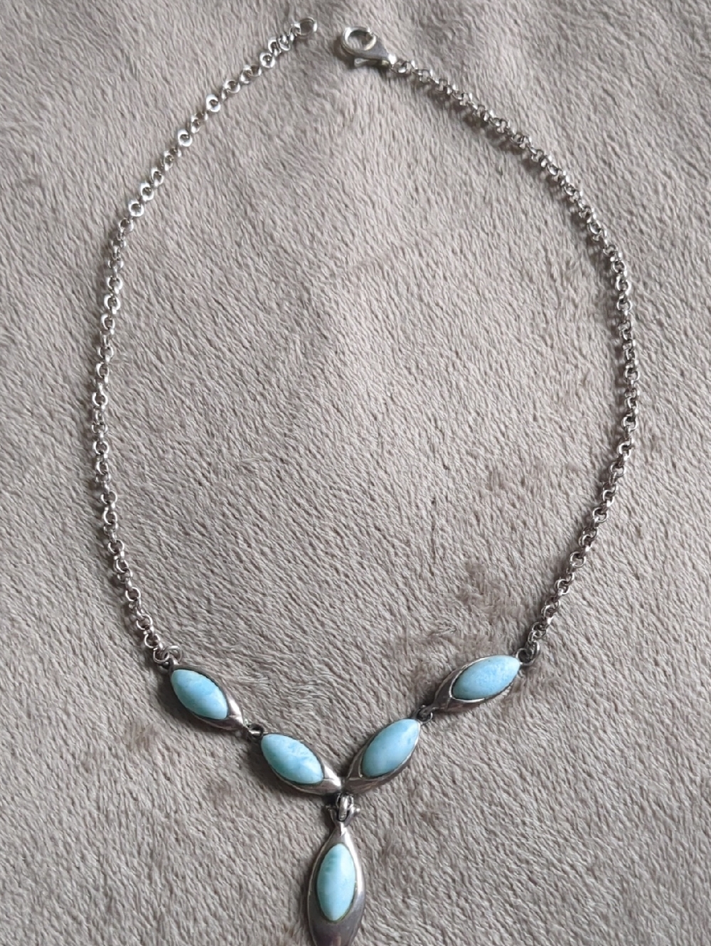 Sterling Silver Necklace with Light Blue Larimar